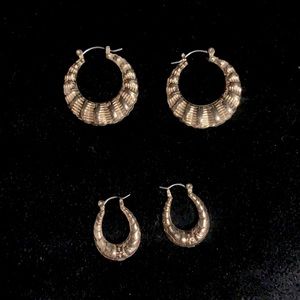Medium and small gold hoops